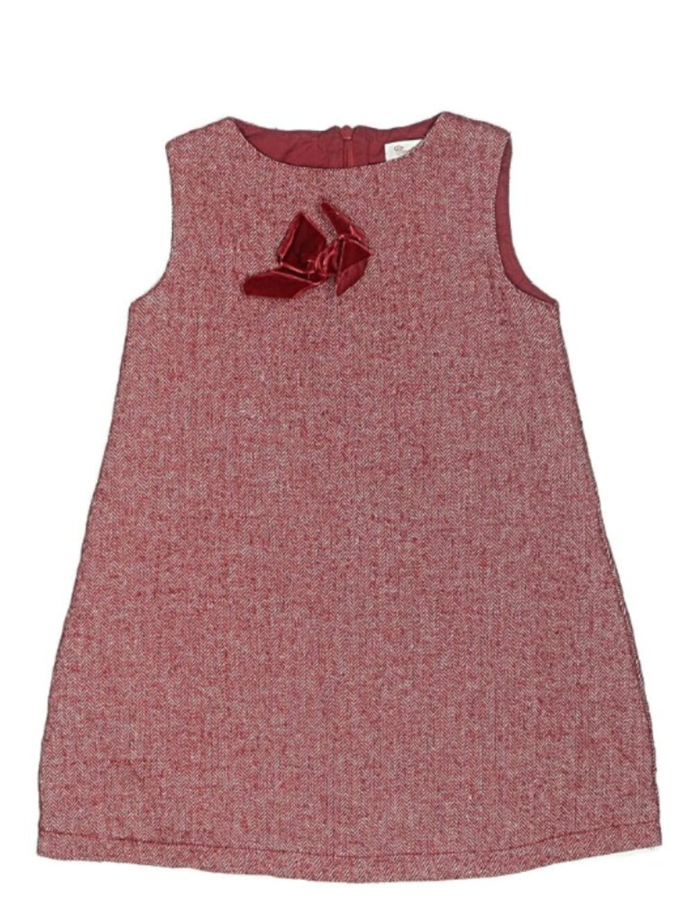 Trotters London Red Herringbone Georgina Bow Dress 4y 4T sleeveless - Picture 4 of 4